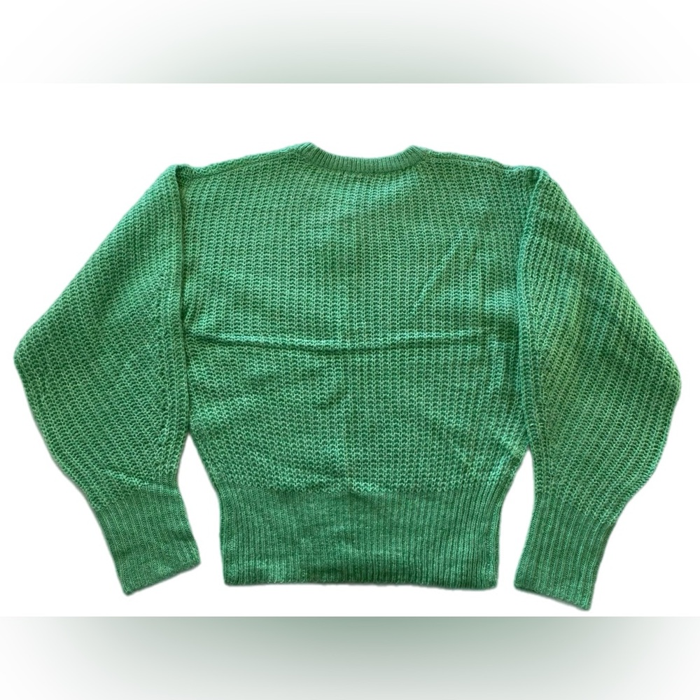 Zara Purl Knit balloon sleeve sweater  Green - Picture 6 of 10